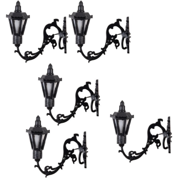 1/87 Skala Model Væglampe Varm Gul Svane Lamper Gadelampe Jernlamper, Sort