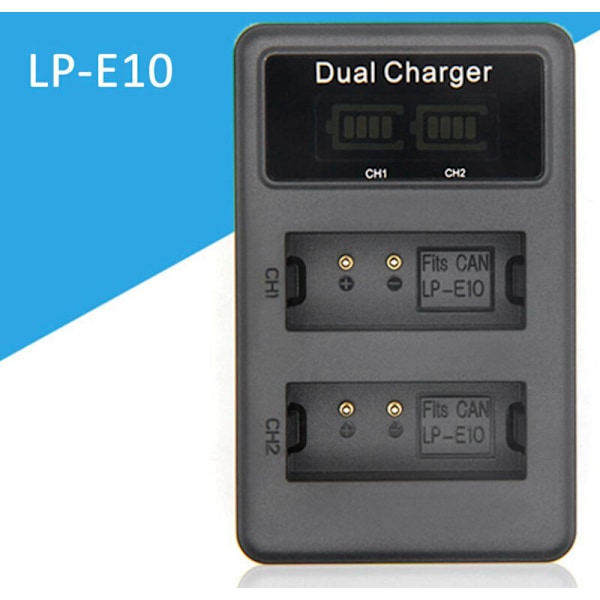Lp-E10 Dual Port USB-akkukäyttöinen laturi digitaalisella LCD-näytöllä 1100D 1200D 1300D Rebel T3 K5 Kiss X50 X70 -kameroille