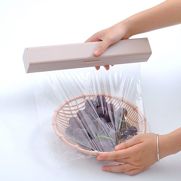 Filmdispenser og -skærer, dispenser til plastfolie, dispenser til plastfolie til plastfolie, aluminiumsfolie, tilbehør til hjemmekøkken og -restaurant (hvid)