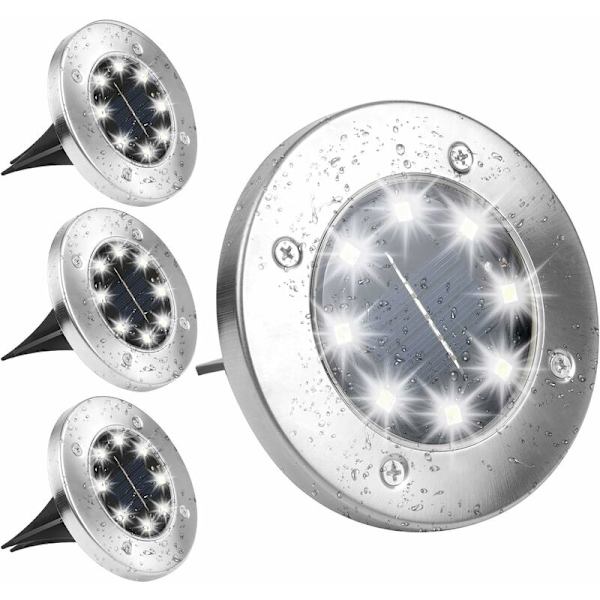 Sollampa för utomhus, kallvit 6000K, 4-pack, vattentät IP65, solcellsdriven, infälld, för gångväg, trädgård, uteplats, gräsmatta - RWLighting Utomhusbelysning Sol