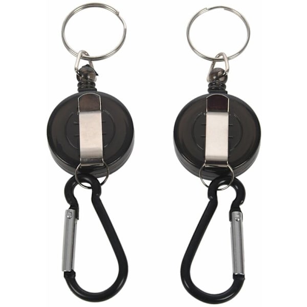 2 stk. Badge Reel-ID kortholder Yoyo Ski Retractable Recoil Farve: Sort Antal: 2 stk.