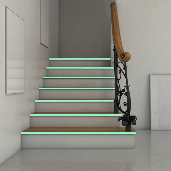 Grön laddningsbar lysande självhäftande tejp. Rulle på 3 m x 12 mm