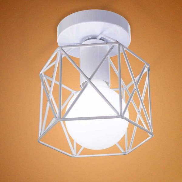 Retro industriell firkantet jernmetall taklampe, kubebur-hengelampe E27 for stue soverom kafébar restaurant inngangsparti gang (sett med 2