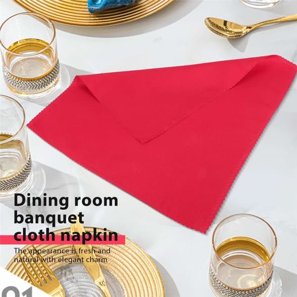10 stk 48X48Cm Polyester Servietter for Restaurant Bryllup Middag, Stor Rød
