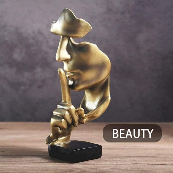 Tystnadens Tänkare, Kreativ Tänkare Staty Abstrakt Skulptur Tystnad Är Guld Tänkare Staty, Guld Skulpturer Harts Staty Hantverk Modern Kreativ
