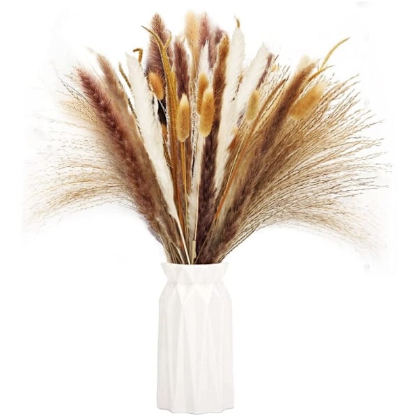 Naturlig Hø, Siv, Bundt Kaninhal Græs, Grene Fjer Blomst Pampas Siv til Hjem Bryllup Blomster Dekoration
