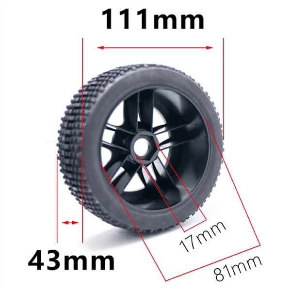 111Mm 1/8 Skala RC Off Road Dæk Hjul 17Mm Hex til ARRMA Redcat Team Hobao
