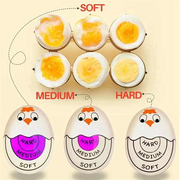 Kokt eggtimer, Pro Hard og Soft Egg Timer som endrer farge når den er ferdig og trygt (lilla-3 pakker)