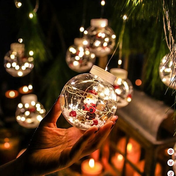 Julgranskulor med Hängande Ljus, 10 LED-Fairy Lights LED-Klot Vattentäta Julgransljus för Utomhus Inomhus 3x3M Strängljuskula för Gar