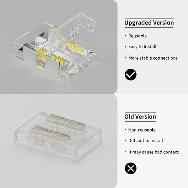 10mm-kontakter for 3-pinners COB-lys loddeterminal utvidelsestilkoblingssett