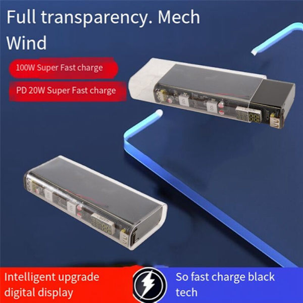 100W DIY-virtapankkikotelo USB-C-liitännällä, kaksisuuntainen latauslevy, 18650/21700-akku, harmaa