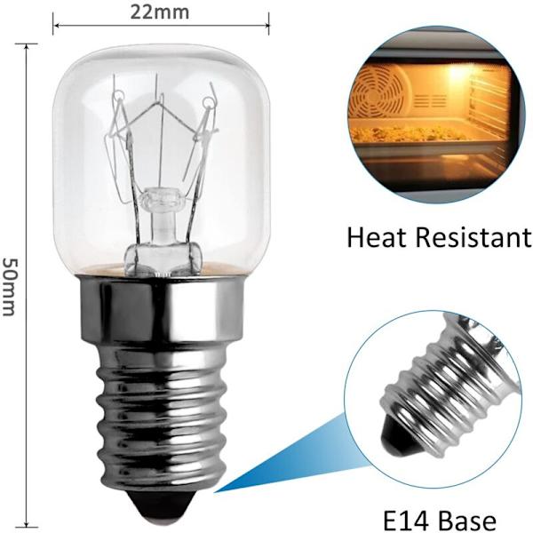 Ugnlampa 15W 300 Grader E14 Dimbar, AC220V-240V, E14 T22 Glödlampa, 85LM Varmvit 2300K, E14 Liten Skruvsockel Pygmélampor