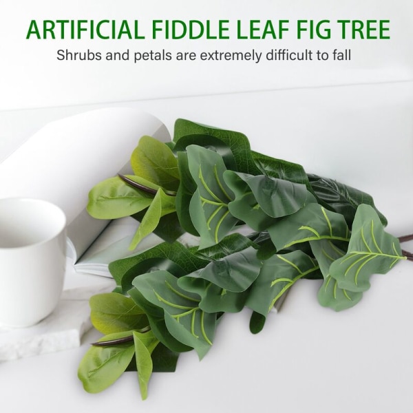 Konstgjorda växter Fiddle Leaf Fig Fake Ficus Lyrata Tree Fake Green Bushes för trädgård Veranda Fönsterlåda Dekor