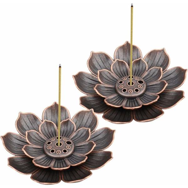 2 stk. Messing Røgelsesholder, Lotus Røgelsesholder, Røgelsesholder, Røgelsesbrænder, Røgelsesbrænder, 6 Huller Røgelsesholder Uden Røgelsespind