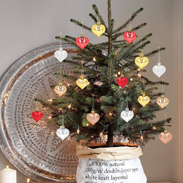 12 stk. Kærlighedsvedhæng Juletræskugler Pynt Valentinsdag Hjerteformet Hængende Pynt
