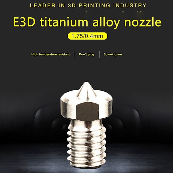 Suuttimet, 3D-tulostinlisävarusteet Titaaniset suuttimet sopivat 3D-tulostimiin, moottorikytkimet (0,4 mm)
