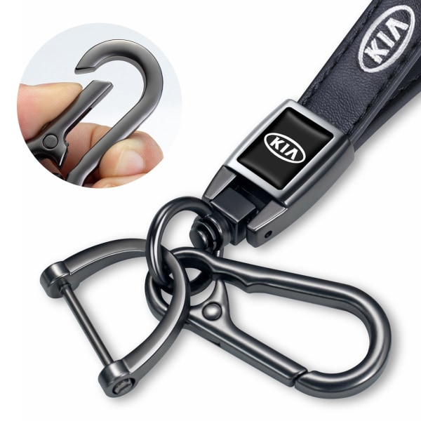 Kompatibel med Kia nøkkelringer Universal nøkkelring i ekte skinn med Kia All Series Premium nøkkelringtilbehør menn og kvinner Julebursdag