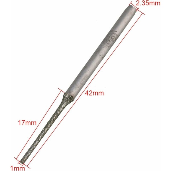 Sæt med 10 diamantbelagte sølvspids-bor, til boring af huller i mineraler, perler, agater, smykker, sølv,