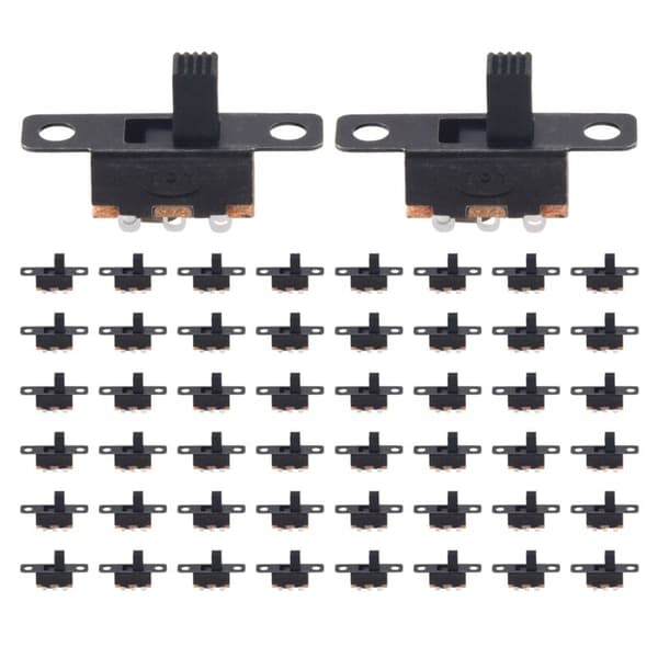 50 stk ON/ON 2-posisjon 1P2T SPDT Mini Panel Slide Switch Lodde Lug SS12F1-G3