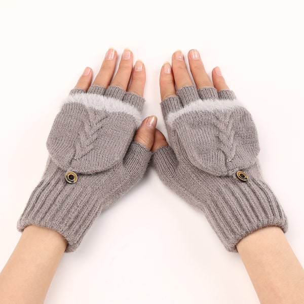 Nye høst- og vinterkorte ullfingerløse hansker for kvinner, varme og fasjonable strikkede halvfingerermer