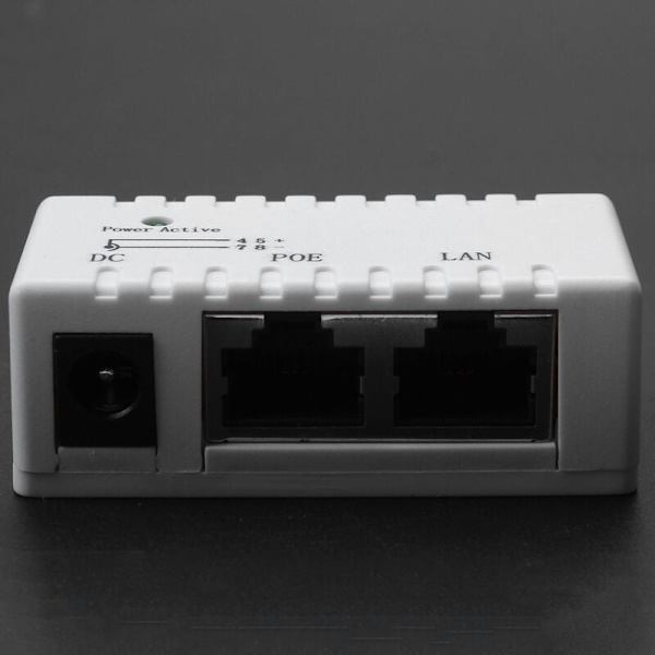 Poe Splitter Poe Injektor Rj45 DC 5.5mm X 2.1mm Inngang Passiv Poe Injektor Splitter Kontakt for IP Nettverkskamera (Hvit)