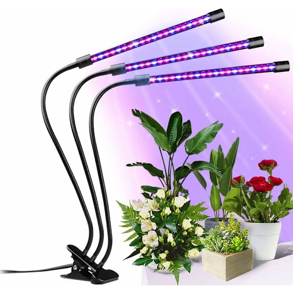 30W Plantelampe 【Ny Version】Vækstlampe med 6 Dæmpbare Niveauer og 3 Timerfunktioner, LED Havebrugslampe med 360° Justerbar Svanehals til Indendørs