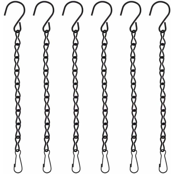 6 stycken Hängande Kedjor, Metall Växt Hängande Kedja Blomkruka Korg, Inomhus eller Utomhus Växtställ Macramé Växt Hängare Trädgård Dekoration (Svart)