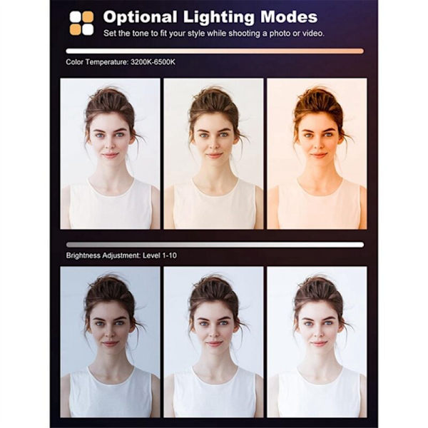 60 LED 2000mAh Multifunksjonslys Mobiltelefon Fyllingslys Datamaskin Videokonferanse Fotografi Lommelykt Lys