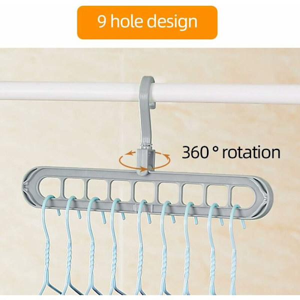 Magic Hanger Organizer 4-pack Roterande Halksäker Platsbesparande 9 Hål Tunga Hängare Hängare för Torkning och Förvaring - Fei Yu