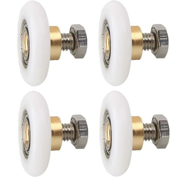 4 stk dusjdørhjul, erstatningshjul for dusjdør, erstatningshjul for rillet dusjdør med skruer Diameter 23 mm