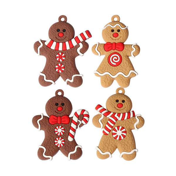 Pepparkaksgubbe Julgransdekoration, 12 st Pepparkaksgubbe Julgransdekoration, Pepparkaksgubbe Julgransdekoration med Snodd för Jul