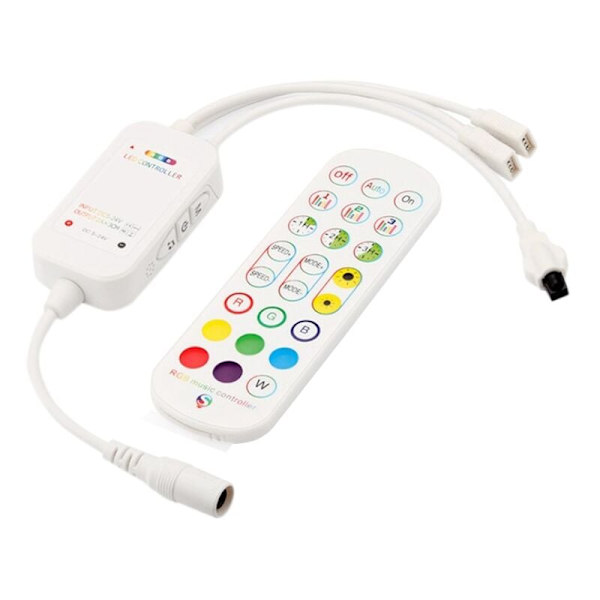 Smart RGB LED-strip-controller Bluetooth + Infrarød (IR) fjernbetjening 24 tryk trådløs til flerfarvede lysstrimler