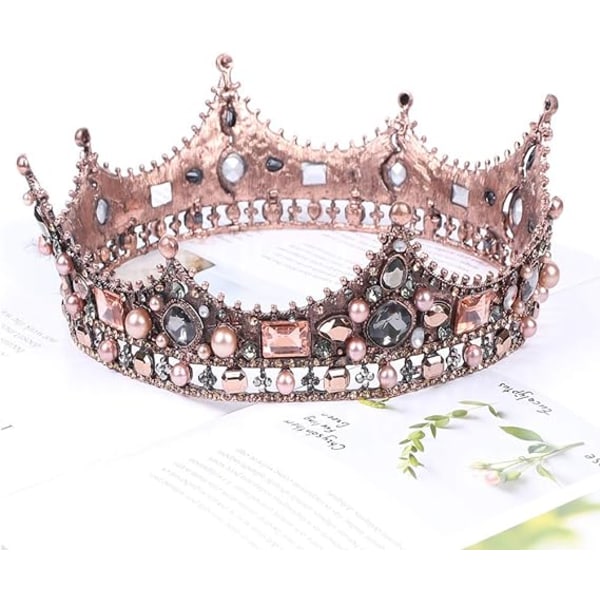 Rund krone med kam pannebånd skinnende tiara krystallhår Smykkedekor for kvinner jenter Brudebursdag Luking og fest
