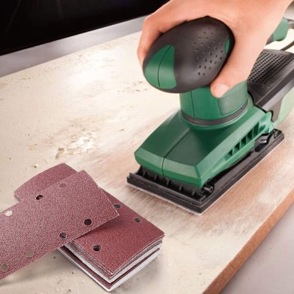 25 stycken slippapper för excenterslip 93 x 185 mm, 8 hål, rektangulärt slippapper med korn 40/60/80/120/240 i aluminiumoxid, perfekt för slipning