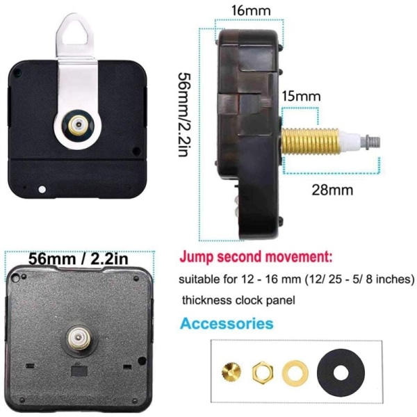 2X Suuri vääntömomentti kellokoneisto Mekanismi Suuri seinäkvartsikello Pitkät kädet Pähkinäpuu DIY Korjausosat Vaihto 28mm