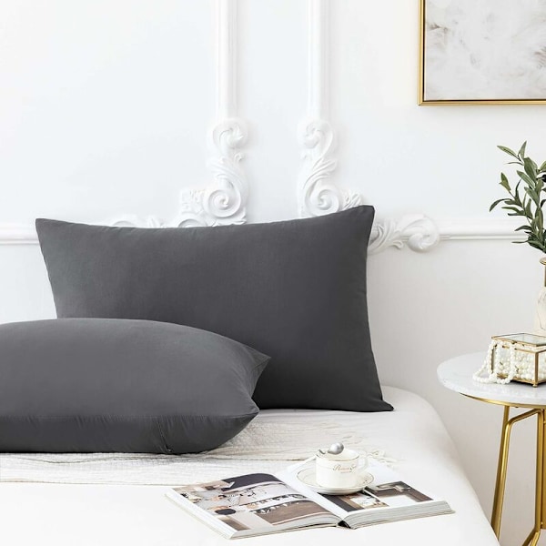 2 kpl - 100% Puuvillainen Tyynynpäällinen 50x70cm Harmaa, Vetoketjullinen