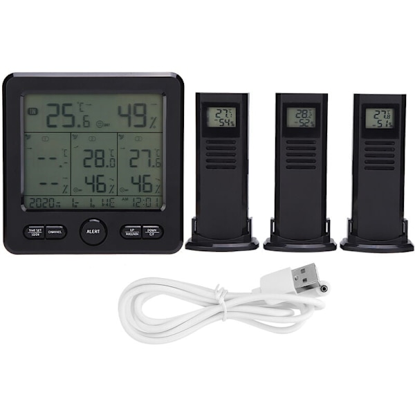 Værtermometer, Utendørs ℃/℉ Display Vær Sensor, Trådløs LCD-skjerm for Temperaturmåling Fuktighetsmåling