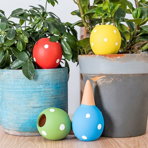 Plante selvvandingssystem - 4 stk. keramiske kegleformede automatiske vandingssystem til planter - blomster vandingssystem