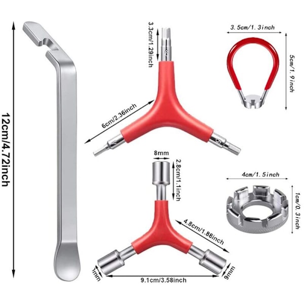 5 kpl Pyörän Korjaus Työkalusetti, Mukana Y-Muodon Kuusiokoloavain, Kumikahva A