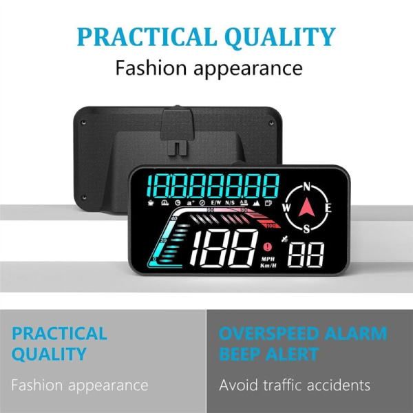 Head Up Display G12 HUD Bil GPS Display Hastighedsalarm Universal Kørselshastighed Som Vist