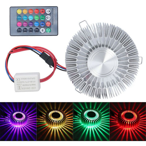Solsikke Aluminium Vægslampe 3W RGB LED Aluminium Vægslampe med Fjernbetjening til Soveværelse Sengenatbord Stue 85277V