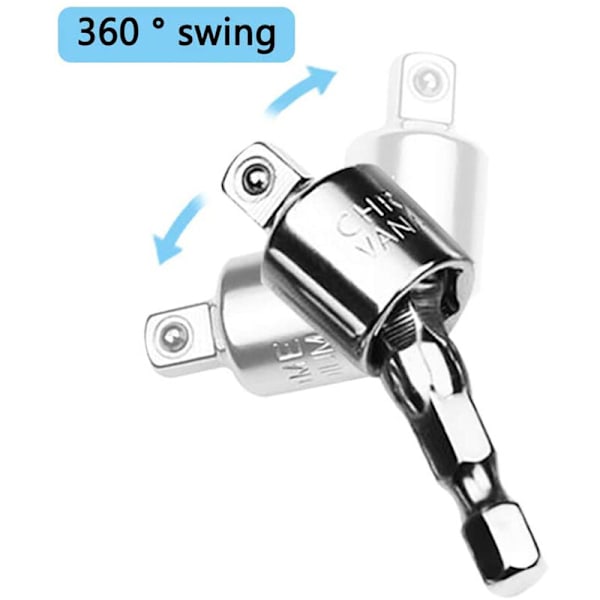 6 stk. Serie 360° boremaskine sokkel forbindelsesstang sokkel bit adapter 1/4 tommer 3/8 tommer 1/2 tommer hex slag skruetrækker hex skaft bit sæt