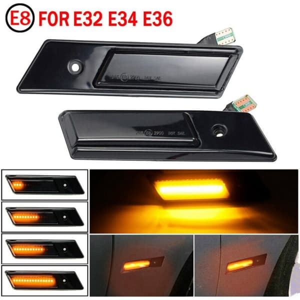 4x Side Blinklys for 3 5 7 Series E32 E34 E36 1990-1996 LED Sekvensiell Dynamisk Indikatorlampe