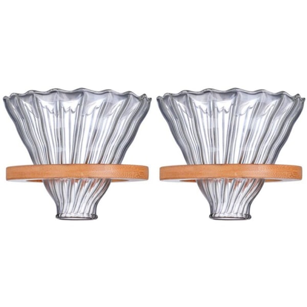 2 st återanvändbara filter för kaffedropp, trä och glas