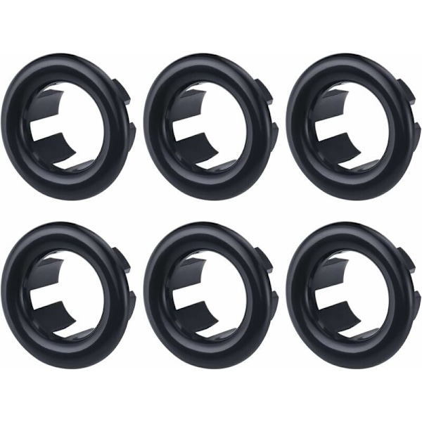 Vask Overflow Ring 6 Styk Universal Dæksel Til Badeværelse Sort