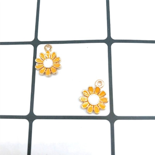 Färgglada blomsterprydnader Daisy Cornflower Charms Legering Emalj Ljusguld Pläterade Anslutningar för hantverk