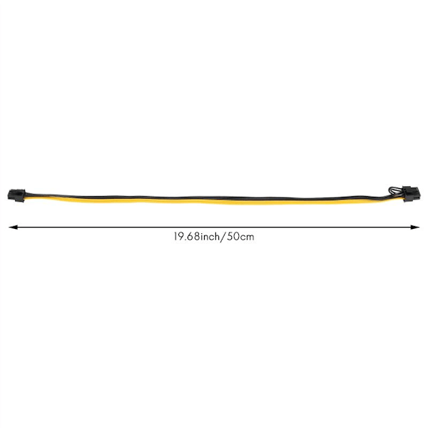 6 stk PCI-E til 8-polet (6+2) (Han Han) GPU Strømkabel 50 cm til Grafikkort Mining Breakout Board