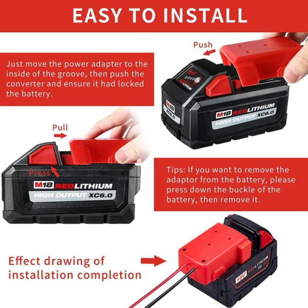 Batteriadapter, 2 stk. Power Wheel-adapter til 18V batteri, 12 gauge robotbatteri-strømstik