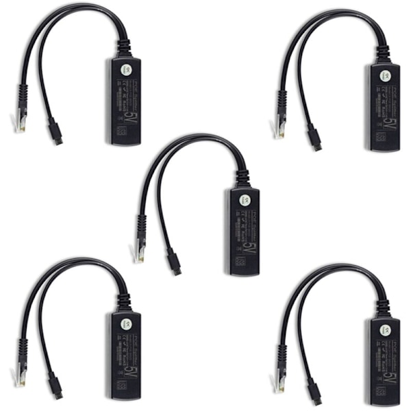 5X Standard POE Strømforsyningsmodul Splitter 48V A 5V2.4A USB-grensesnitt