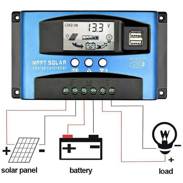 40A MPPT solcellelader, 12V 24V USB solcellepanel batterikontroller smart batteriregulator med LCD-skjerm(40A)